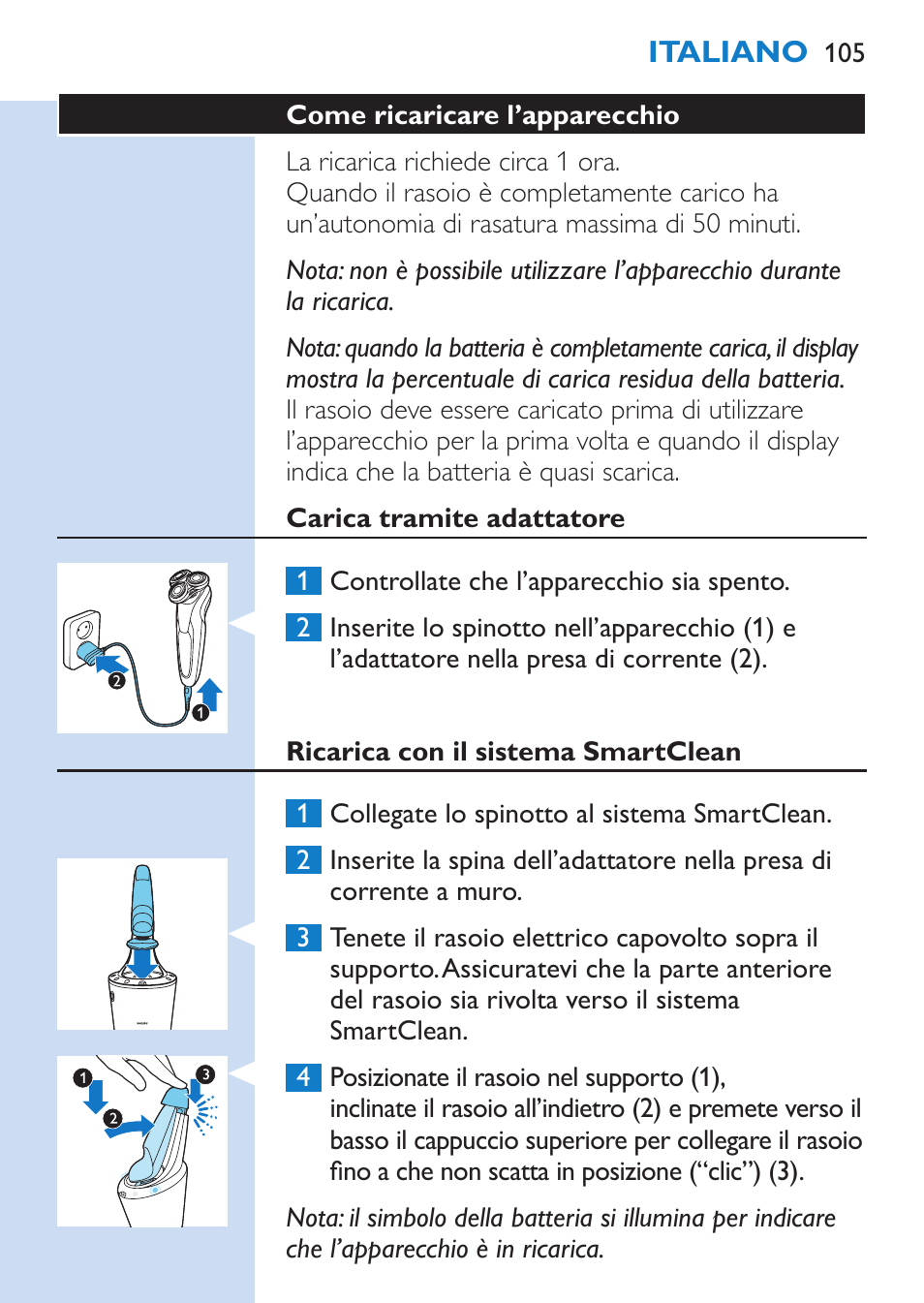 Philips SHAVER Series 9000 Rasoir électrique rasage à sec ou sous l'eau User Manual | Page 105 / 216