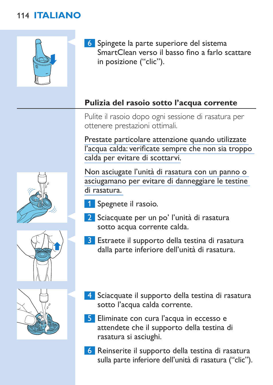 Philips SHAVER Series 9000 Rasoir électrique rasage à sec ou sous l'eau User Manual | Page 114 / 216