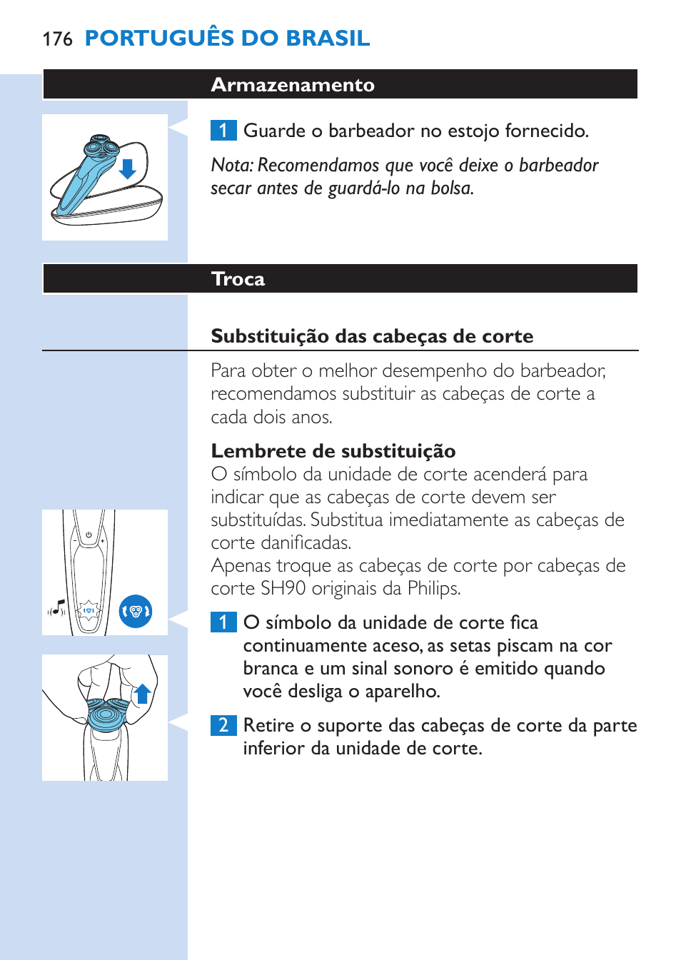 Philips SHAVER Series 9000 Rasoir électrique rasage à sec ou sous l'eau User Manual | Page 176 / 216