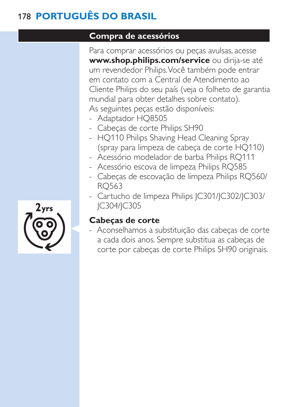 Philips SHAVER Series 9000 Rasoir électrique rasage à sec ou sous l'eau User Manual | Page 178 / 216