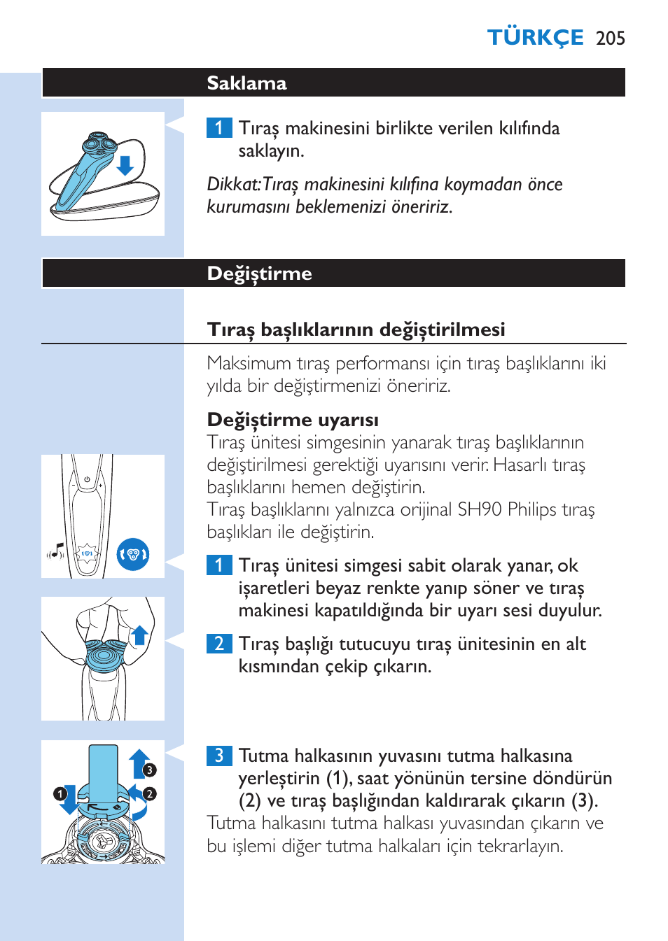 Philips SHAVER Series 9000 Rasoir électrique rasage à sec ou sous l'eau User Manual | Page 205 / 216