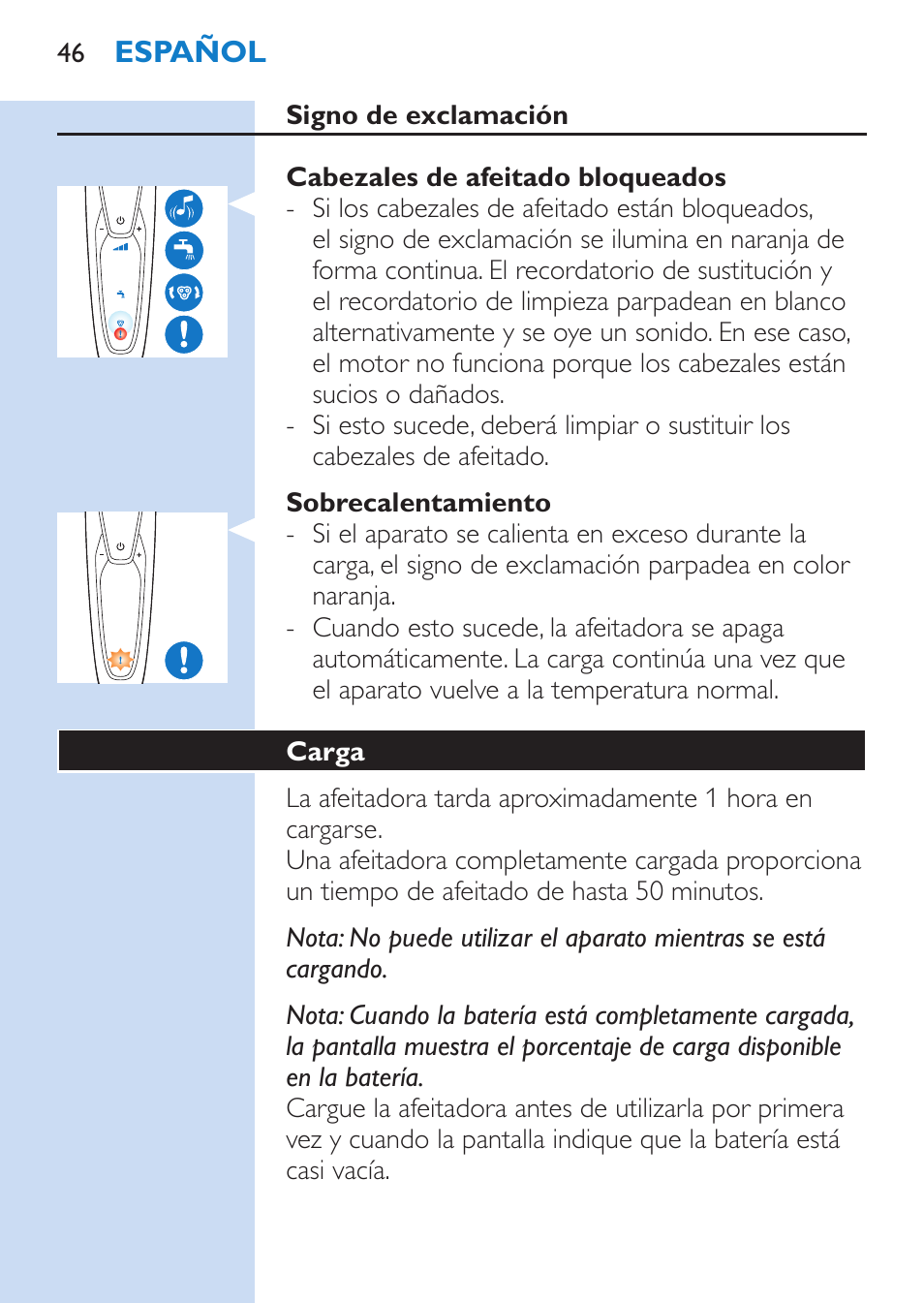 Philips SHAVER Series 9000 Rasoir électrique rasage à sec ou sous l'eau User Manual | Page 46 / 216