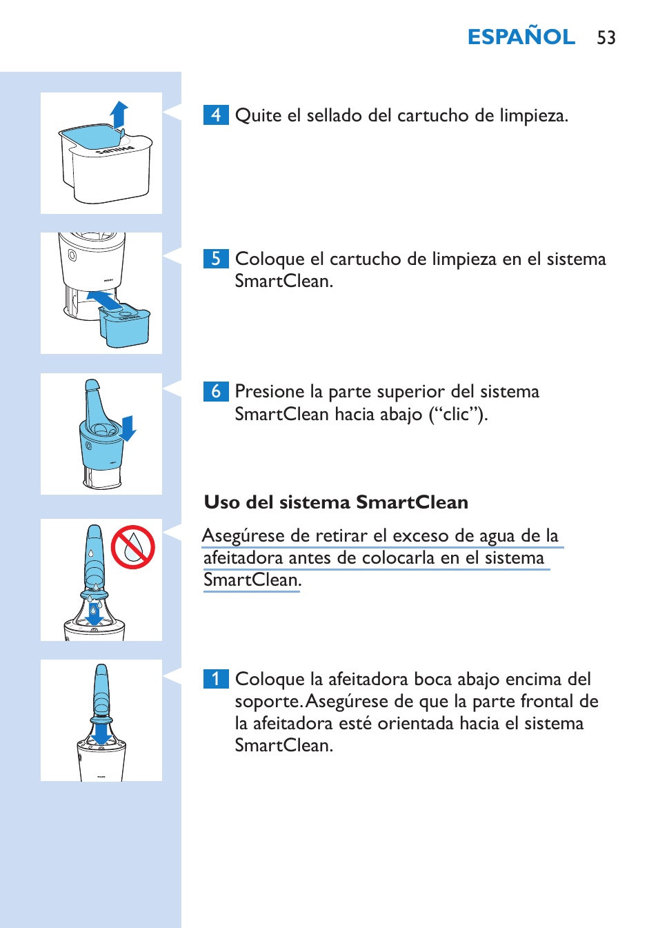 Philips SHAVER Series 9000 Rasoir électrique rasage à sec ou sous l'eau User Manual | Page 53 / 216