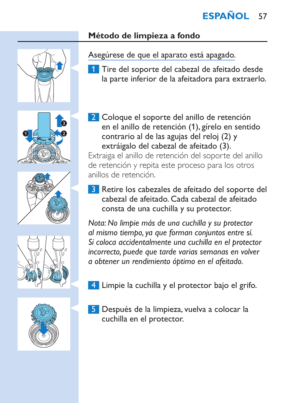 Philips SHAVER Series 9000 Rasoir électrique rasage à sec ou sous l'eau User Manual | Page 57 / 216