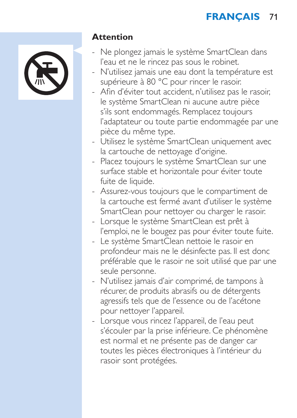 Philips SHAVER Series 9000 Rasoir électrique rasage à sec ou sous l'eau User Manual | Page 71 / 216