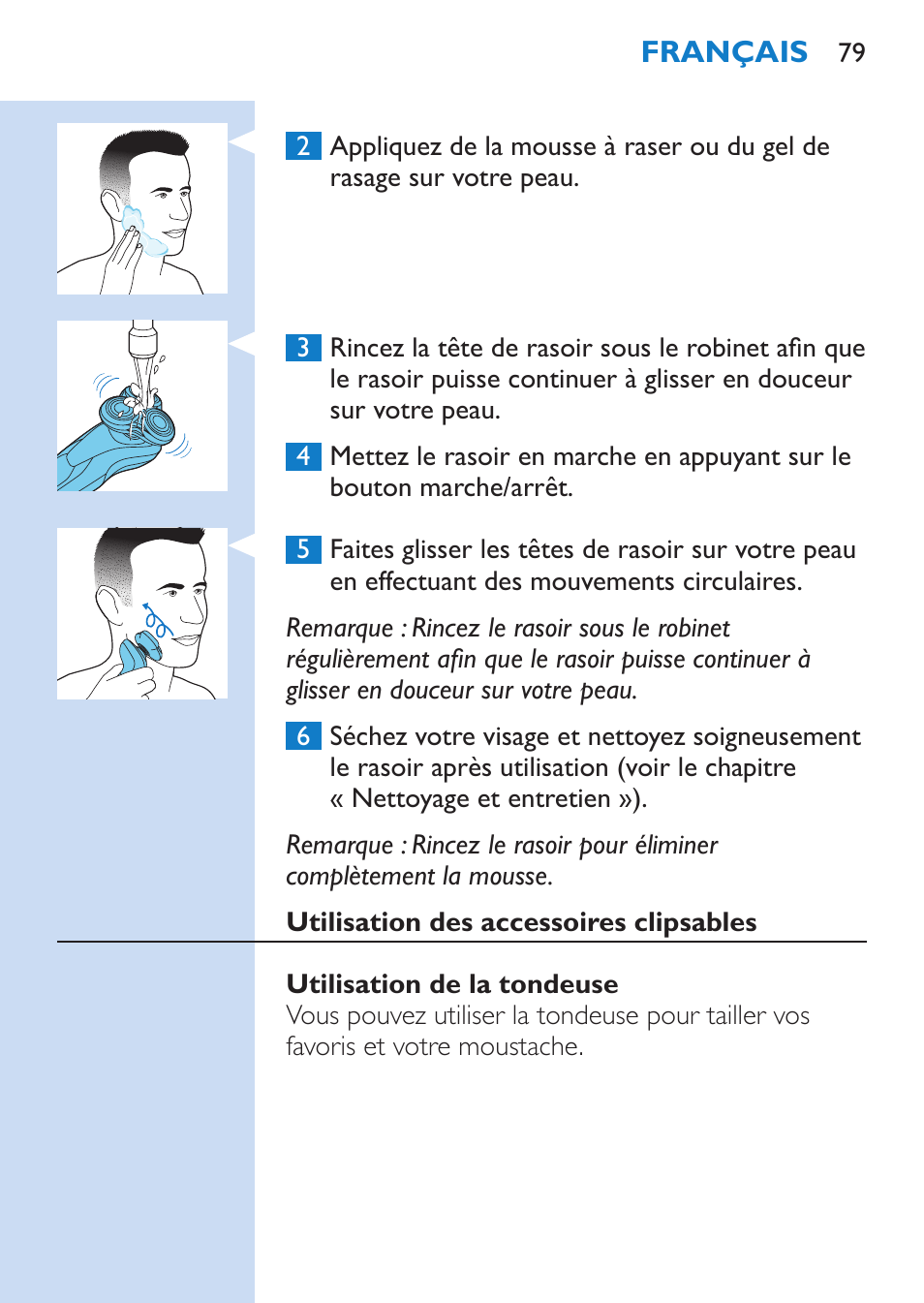 Philips SHAVER Series 9000 Rasoir électrique rasage à sec ou sous l'eau User Manual | Page 79 / 216