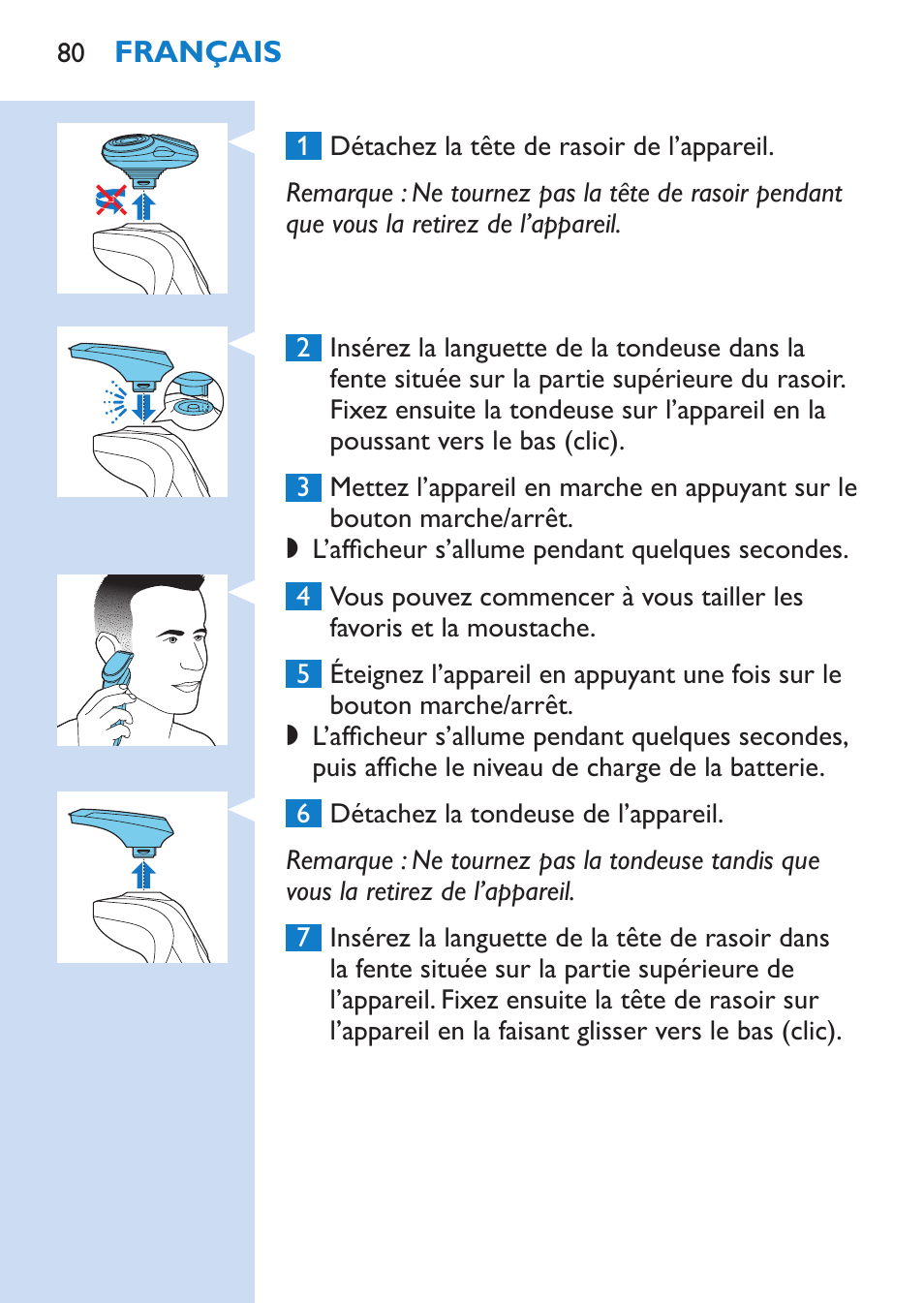 Philips SHAVER Series 9000 Rasoir électrique rasage à sec ou sous l'eau User Manual | Page 80 / 216