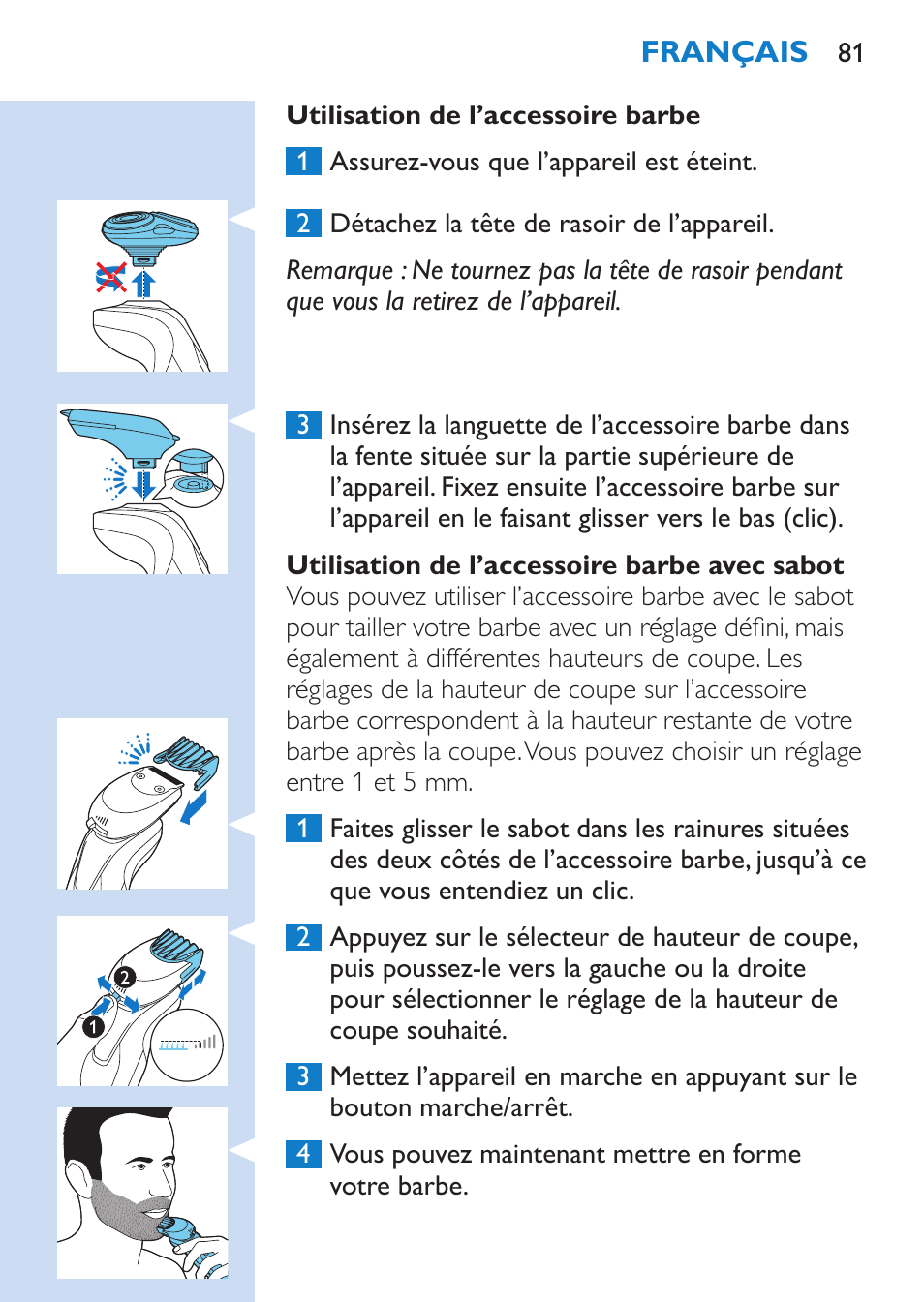 Philips SHAVER Series 9000 Rasoir électrique rasage à sec ou sous l'eau User Manual | Page 81 / 216