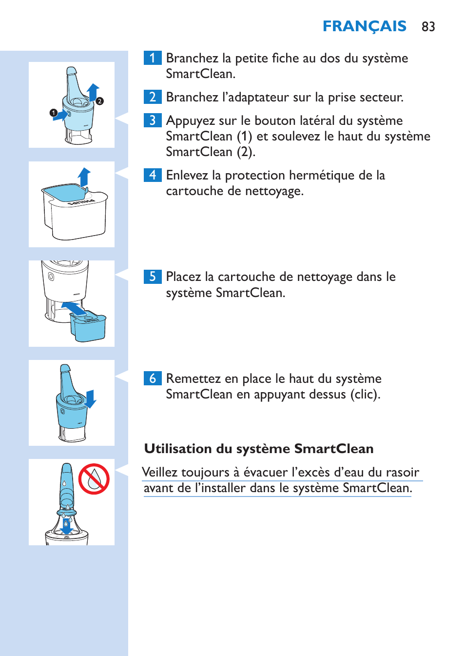 Philips SHAVER Series 9000 Rasoir électrique rasage à sec ou sous l'eau User Manual | Page 83 / 216