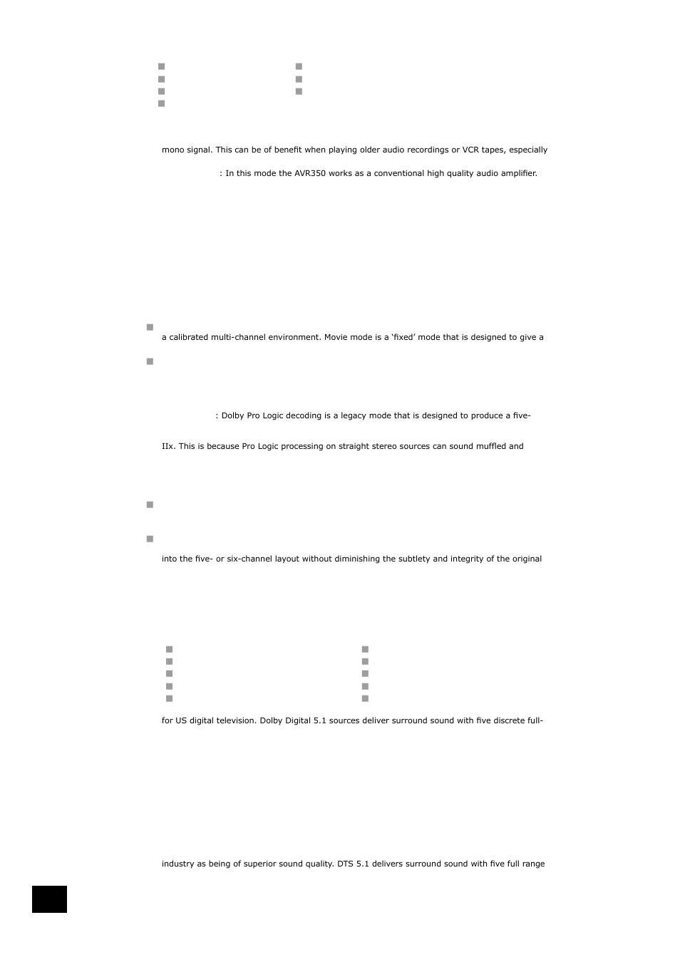 Two-channel source modes, Multi-channel source modes | Arcam AVR350 User Manual | Page 28 / 38