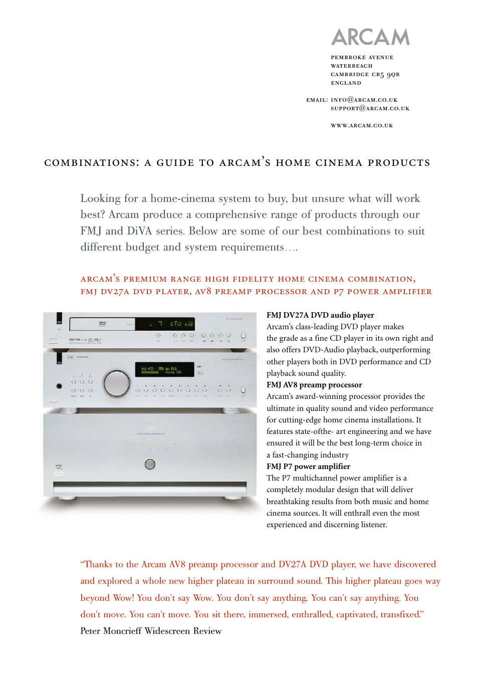 Arcam FMJ Series User Manual | 2 pages