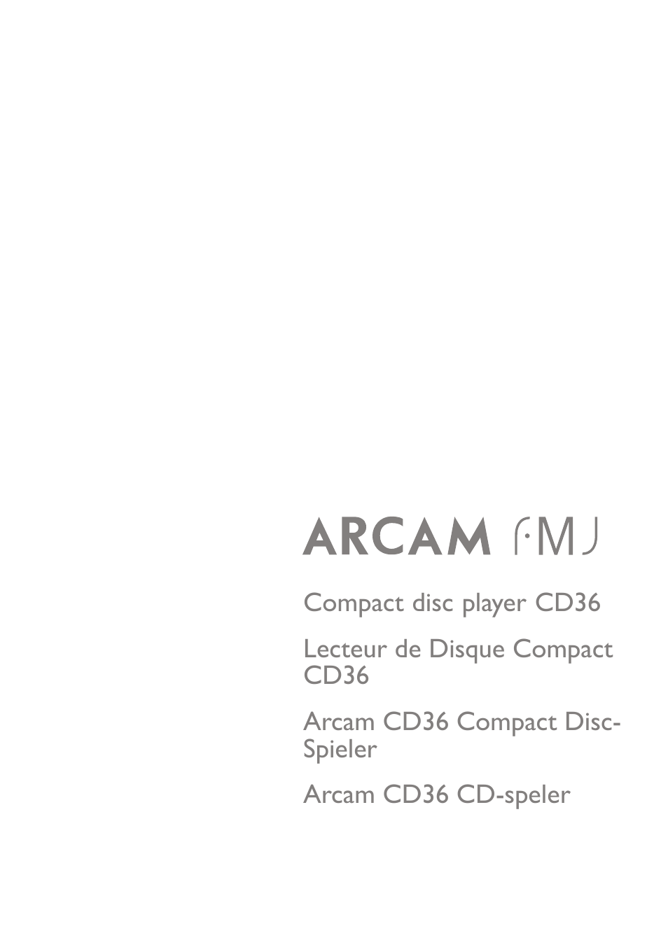 Arcam Compact Disc Player CD36 User Manual | 9 pages