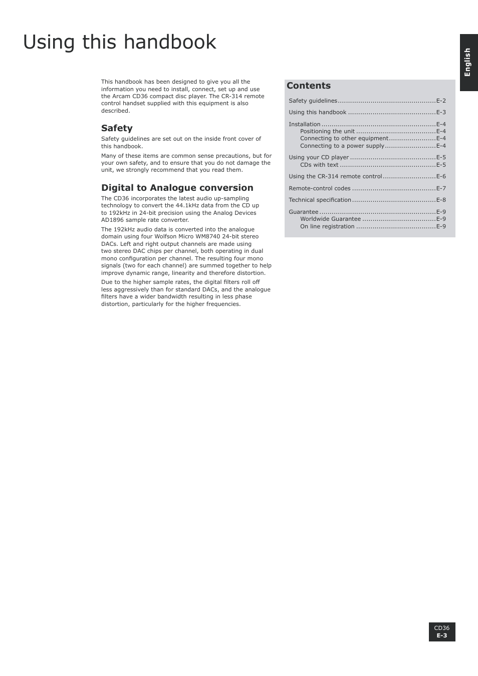 Arcam Compact Disc Player CD36 User Manual | Page 3 / 9