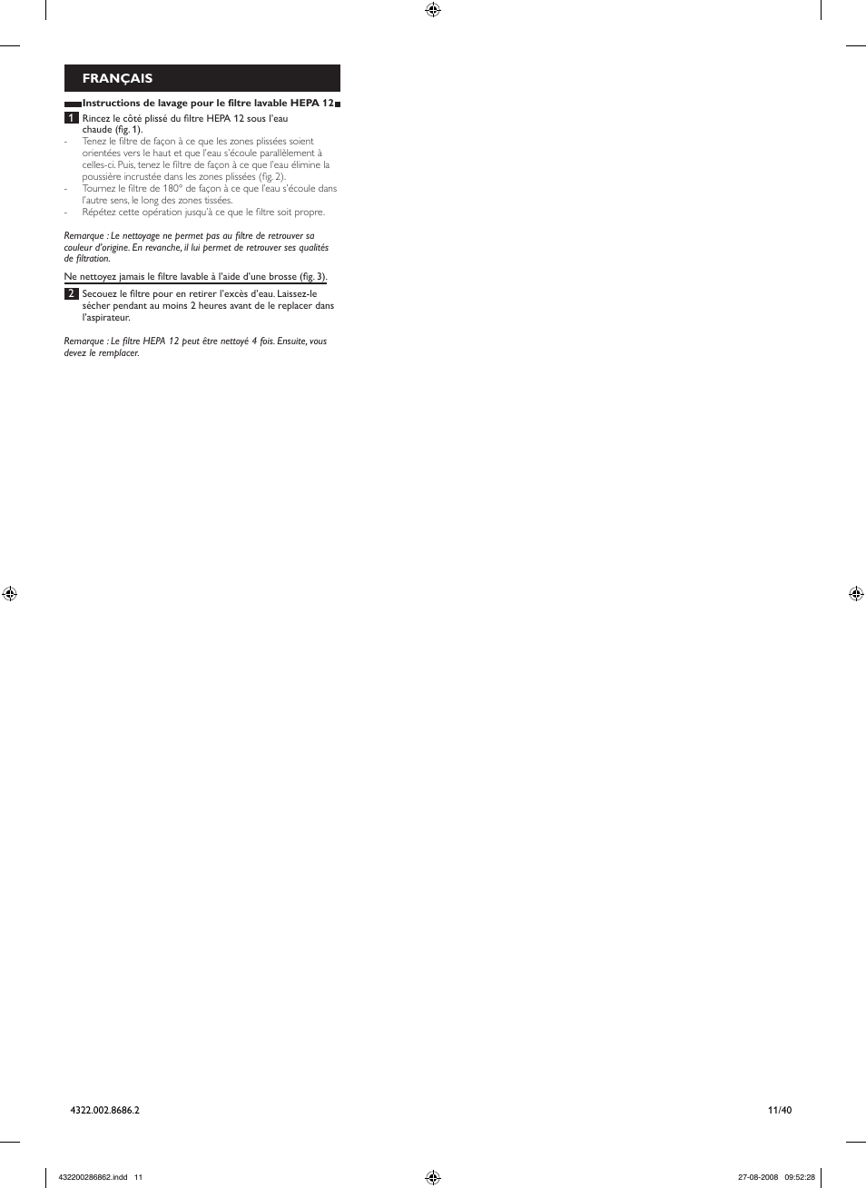 Philips Filtre sortie User Manual | Page 11 / 40