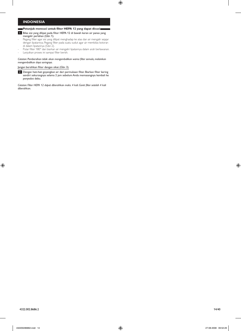 Philips Filtre sortie User Manual | Page 14 / 40