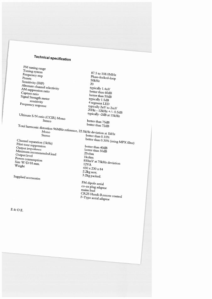 Technical specification | Arcam Delta 280 User Manual | Page 2 / 7