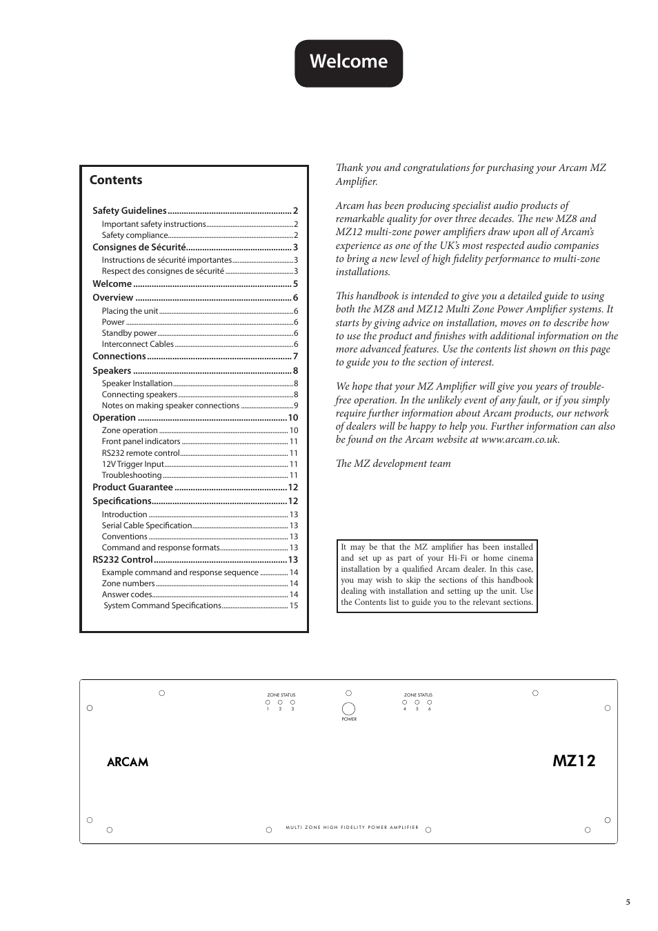 Arcam MULTI ZONE POWER AMPLIFIER MZ8 User Manual | Page 5 / 18