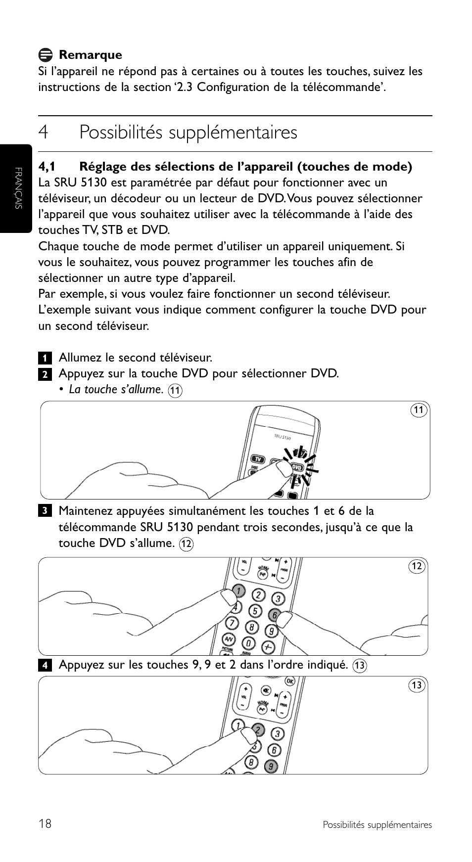 4possibilités supplémentaires | Philips Télécommande universelle User Manual | Page 18 / 100