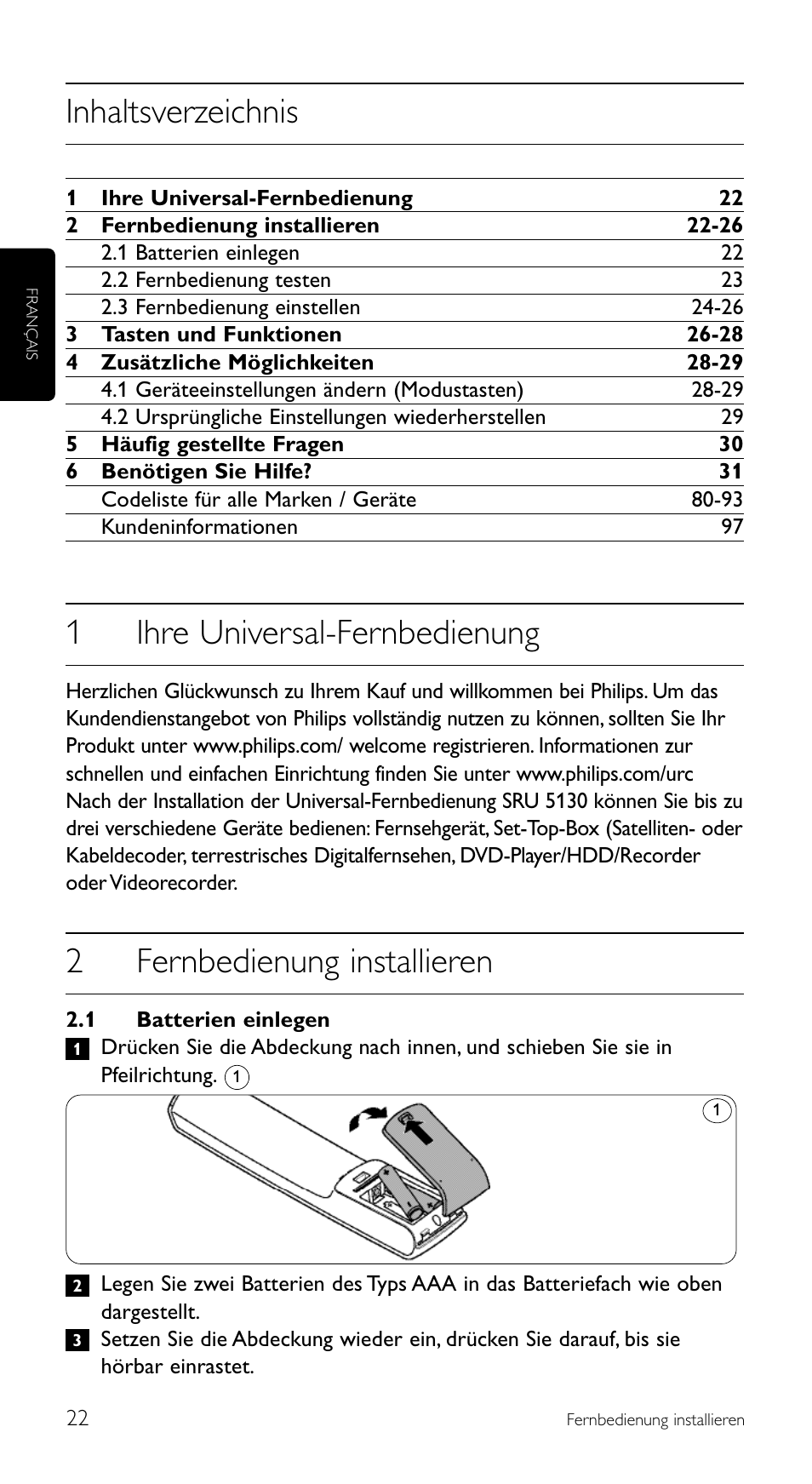 Philips Télécommande universelle User Manual | Page 22 / 100