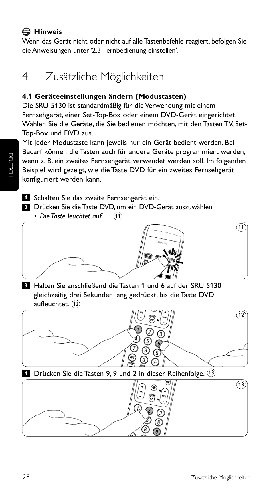4zusätzliche möglichkeiten | Philips Télécommande universelle User Manual | Page 28 / 100
