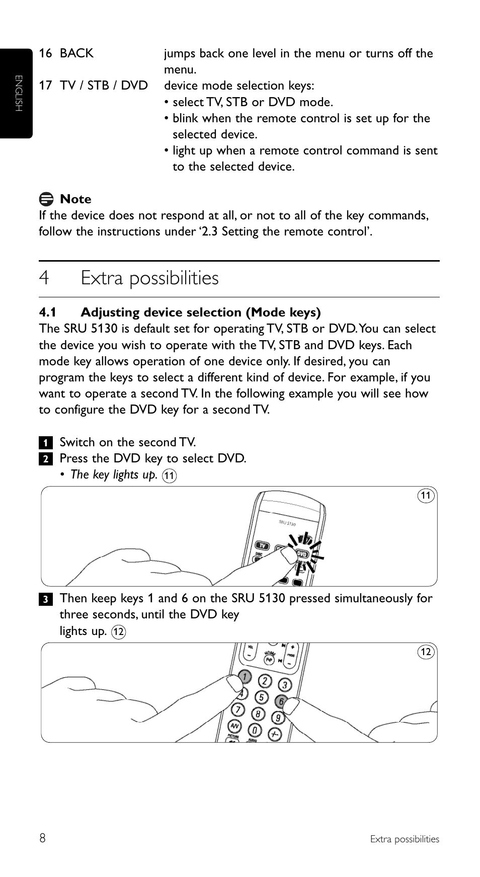 4extra possibilities | Philips Télécommande universelle User Manual | Page 8 / 100