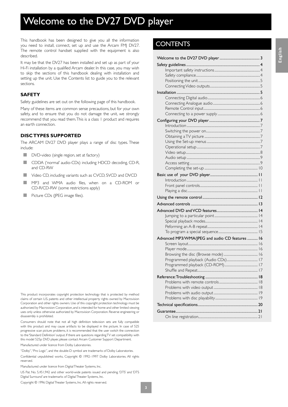 Arcam Progressive Scan DVD Player DV27 User Manual | Page 3 / 21