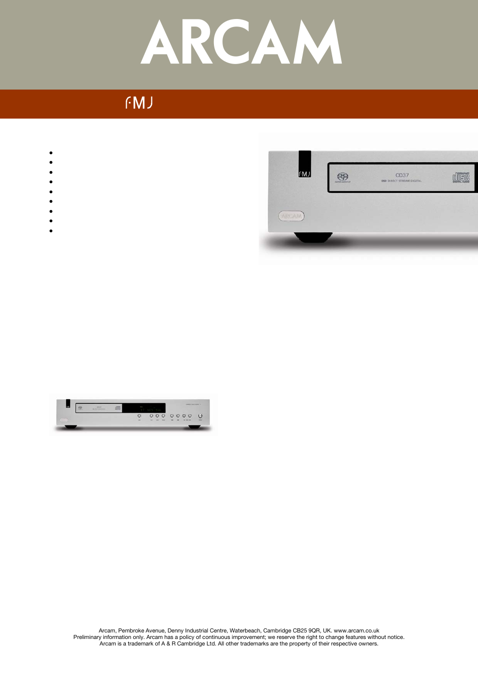 Arcam CD37 User Manual | 2 pages