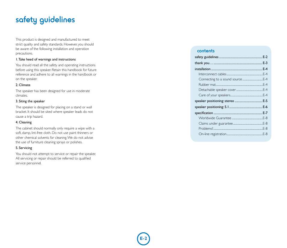 Safety guidelines | Arcam Muso User Manual | Page 2 / 8