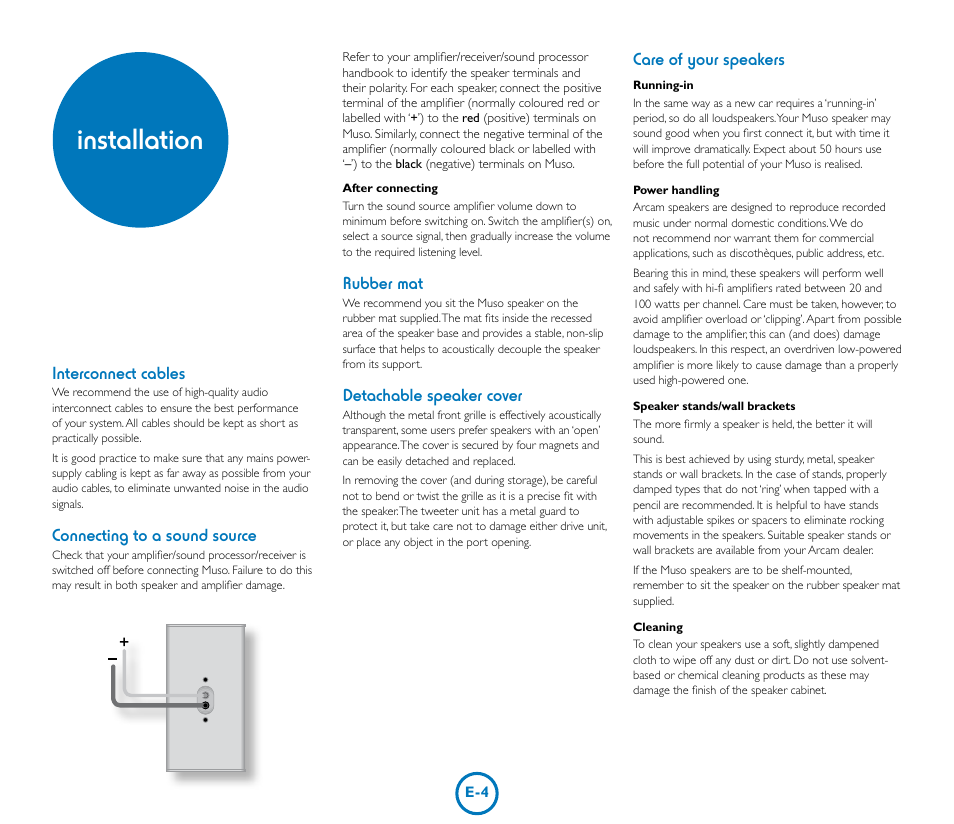 Installation | Arcam Muso User Manual | Page 4 / 8