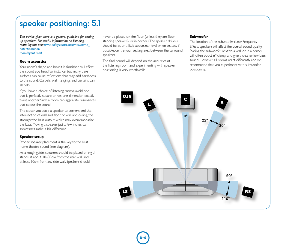 Speaker positioning: 5.1 | Arcam Muso User Manual | Page 6 / 8