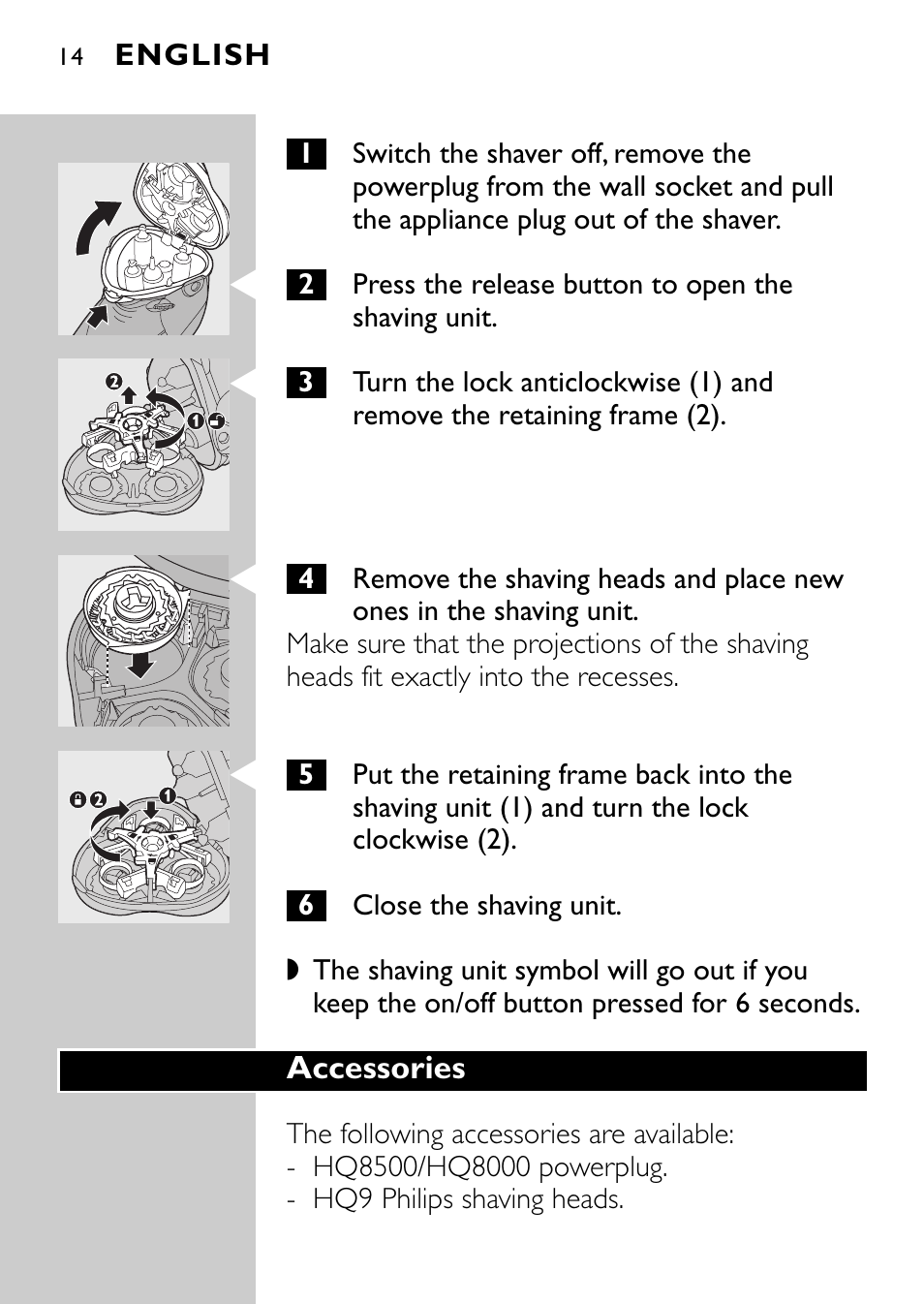 Philips Rasoir électrique User Manual | Page 12 / 120