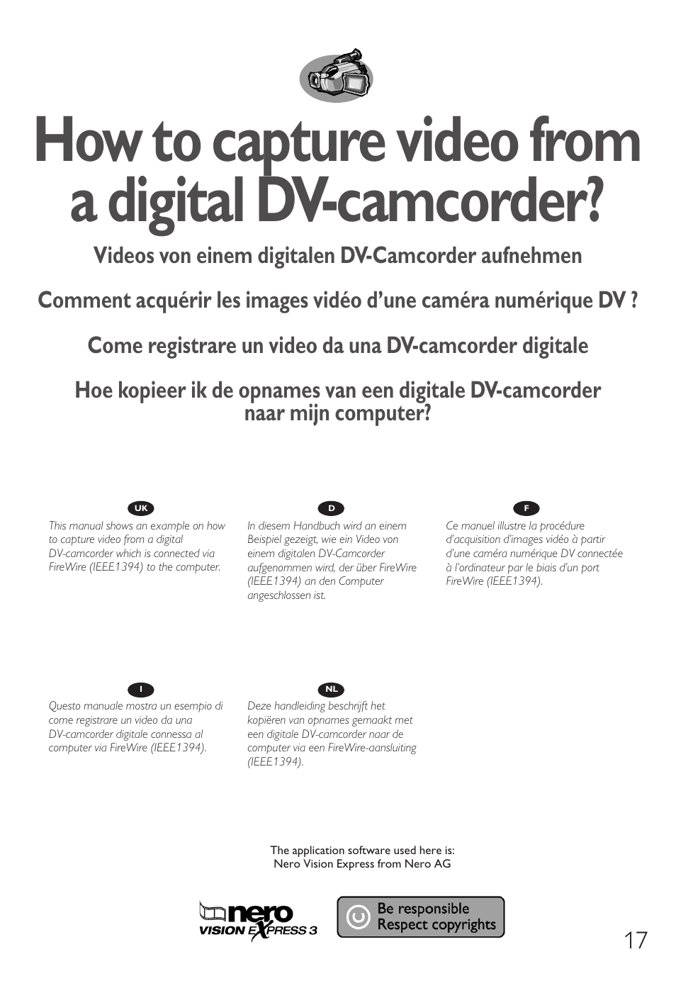 How to capture video from a digital dv-camcorder | Philips Graveur portable User Manual | Page 17 / 132