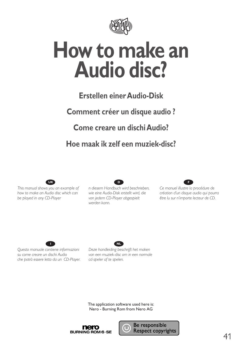 How to make an audio disc | Philips Graveur portable User Manual | Page 41 / 132