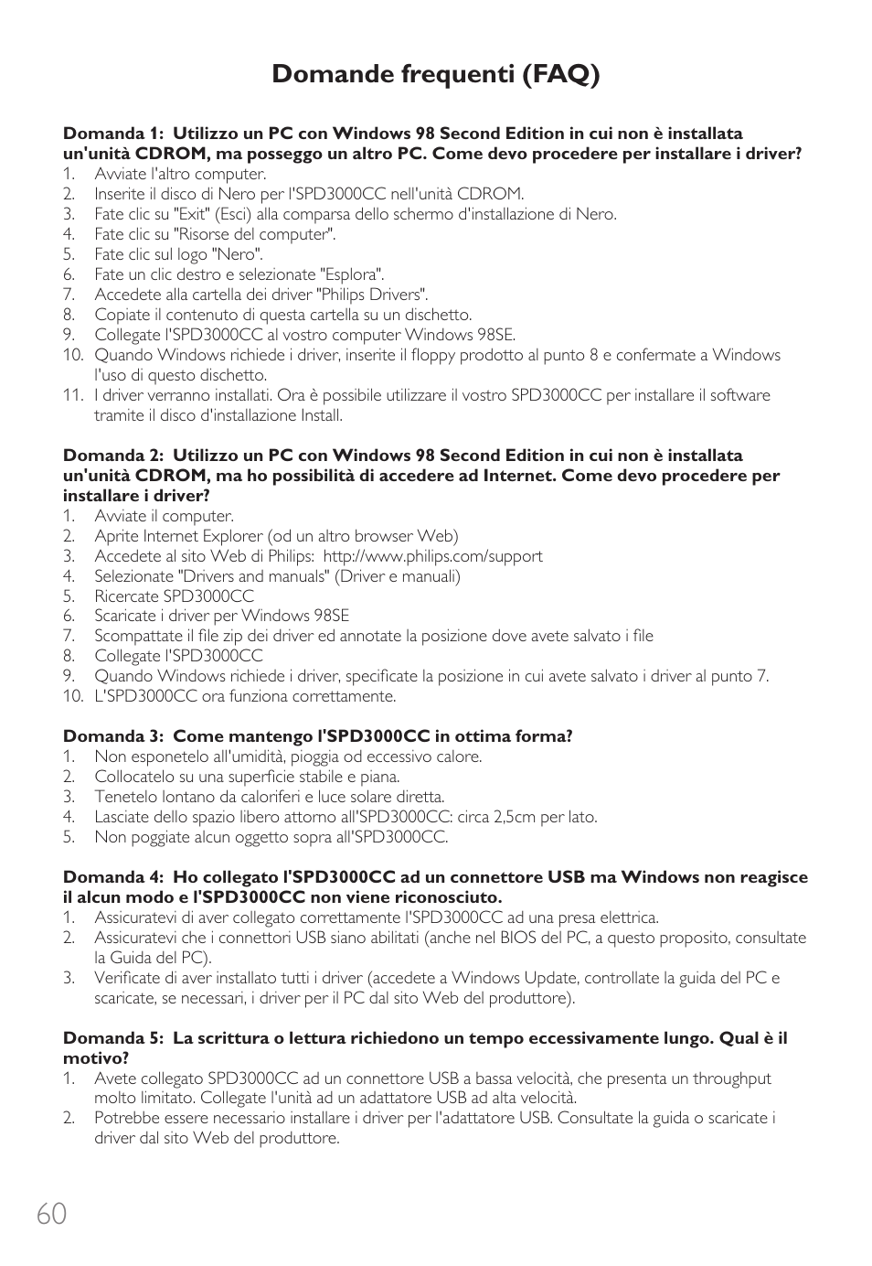 Domande frequenti (faq) | Philips Graveur portable User Manual | Page 60 / 132