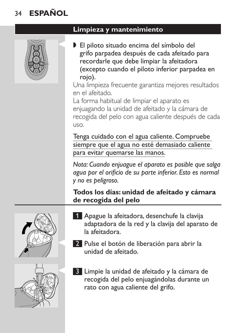 Limpieza y mantenimiento | Philips Rasoir électrique User Manual | Page 32 / 104