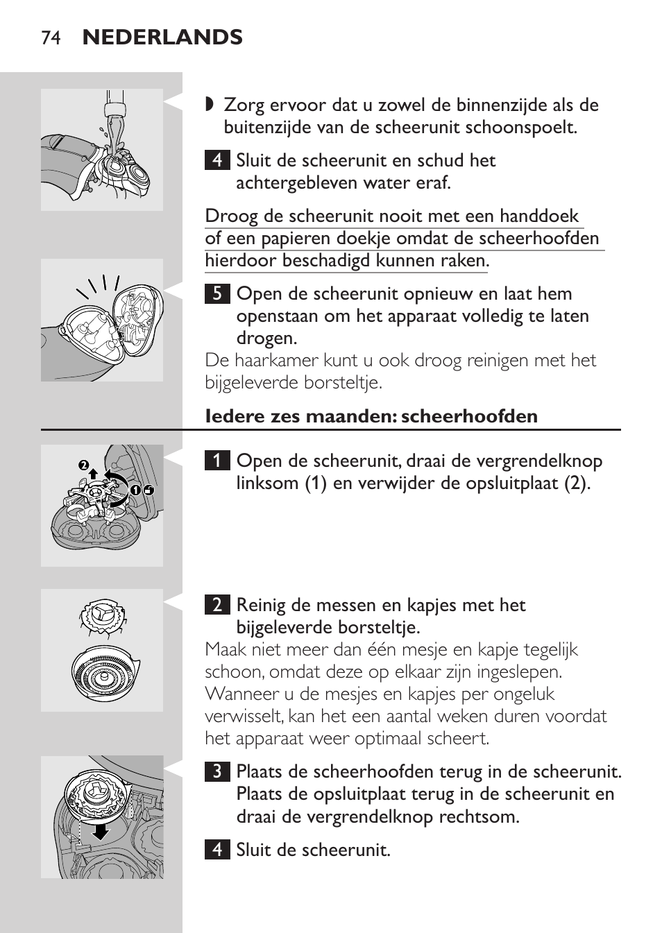 Iedere zes maanden: scheerhoofden | Philips Rasoir électrique User Manual | Page 72 / 104