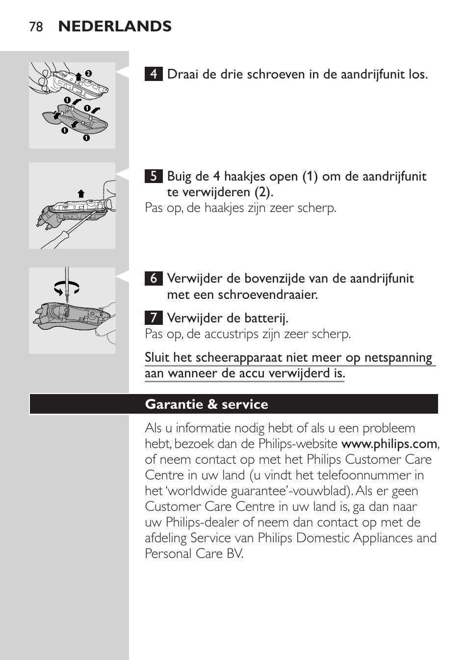 Garantie & service | Philips Rasoir électrique User Manual | Page 76 / 104