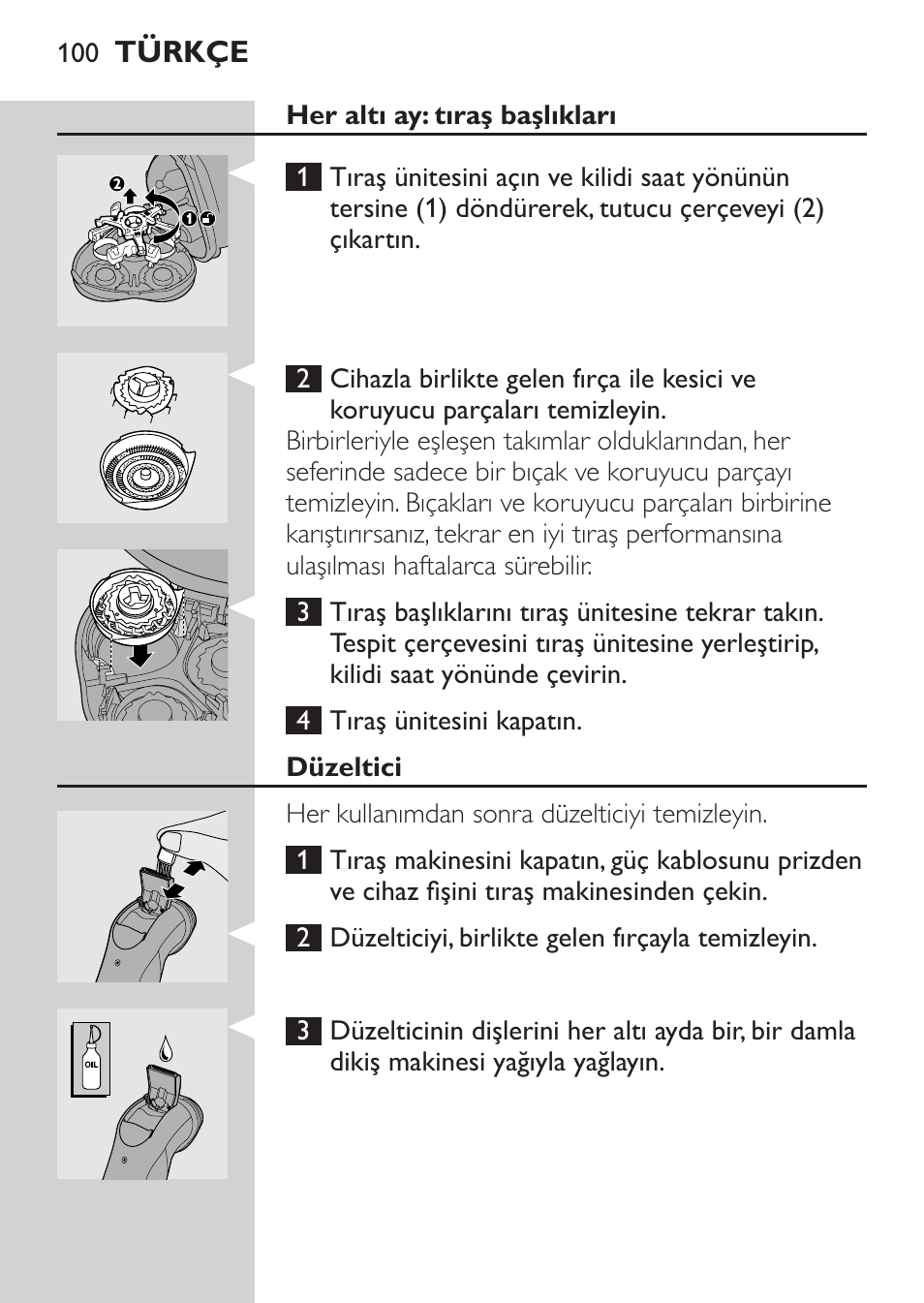 Her altı ay: tıraş başlıkları, Düzeltici | Philips Rasoir électrique User Manual | Page 98 / 104