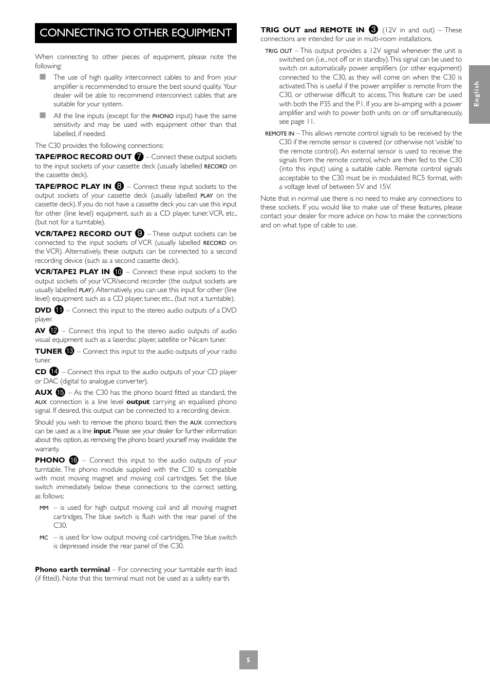 Connecting to other equipment | Arcam Pre Amplifier P35 User Manual | Page 5 / 17