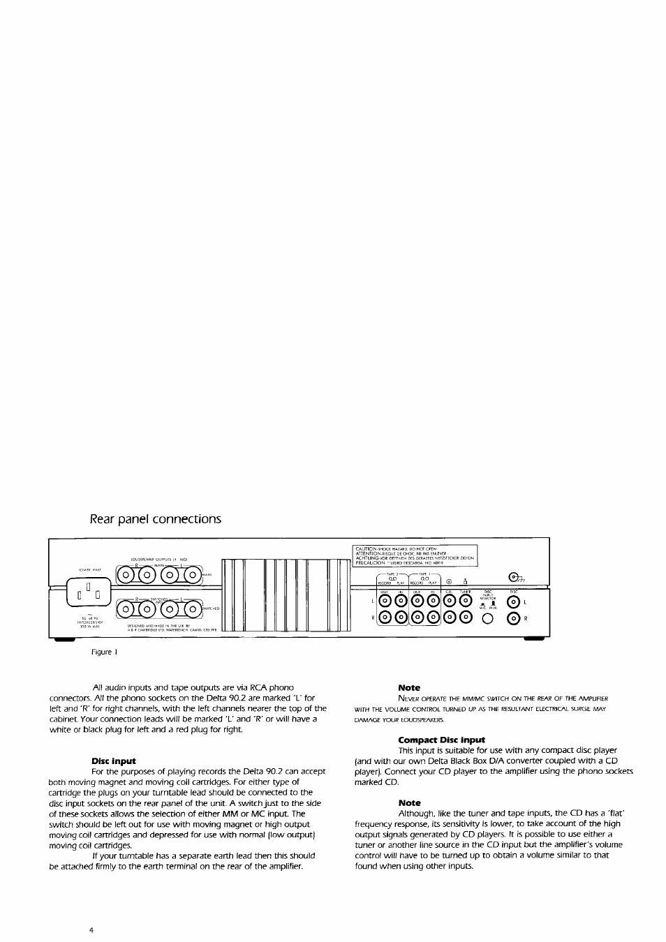 Rear panel connections | Arcam Delta 90.2 User Manual | Page 4 / 11