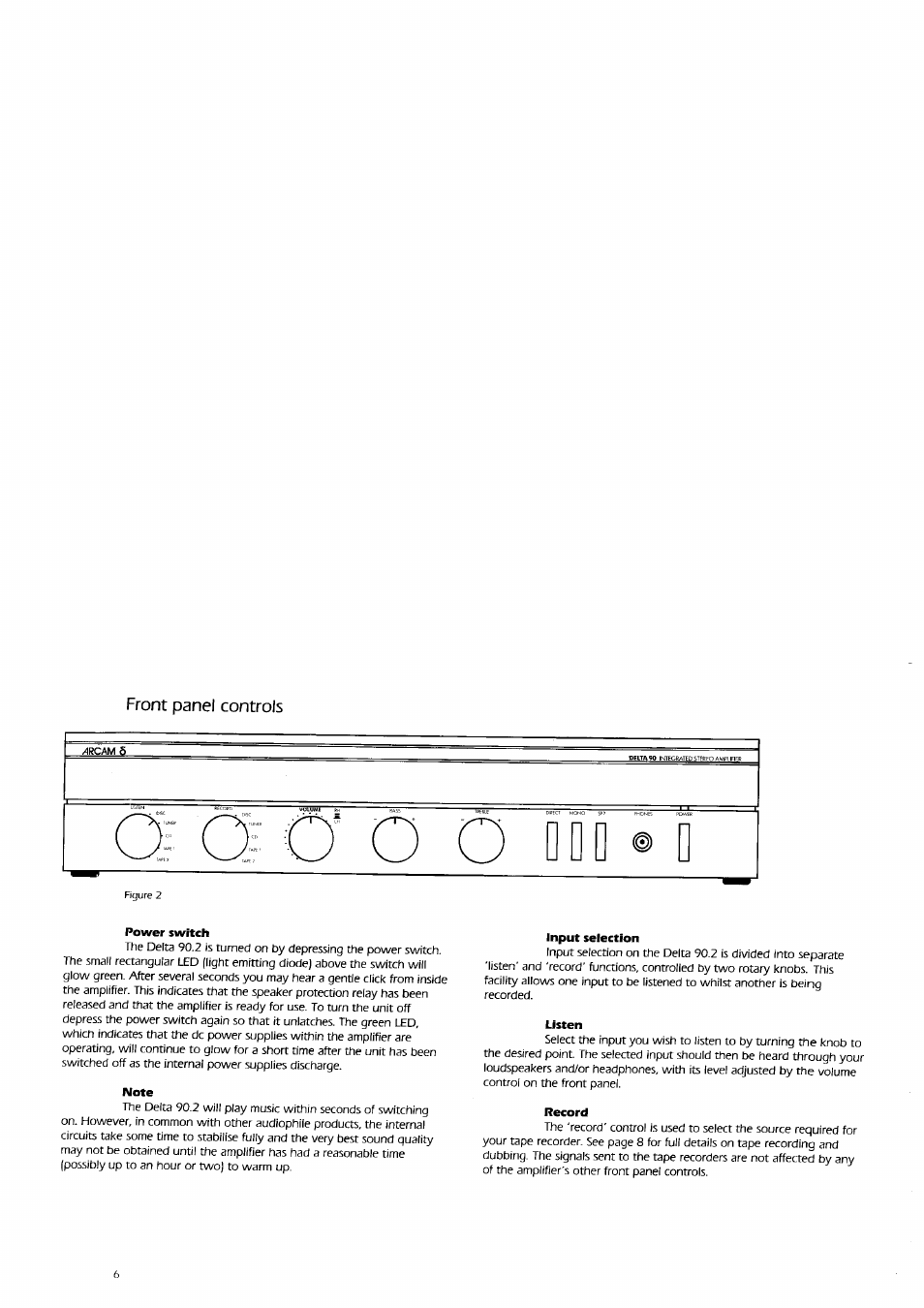 Front panel controls | Arcam Delta 90.2 User Manual | Page 6 / 11