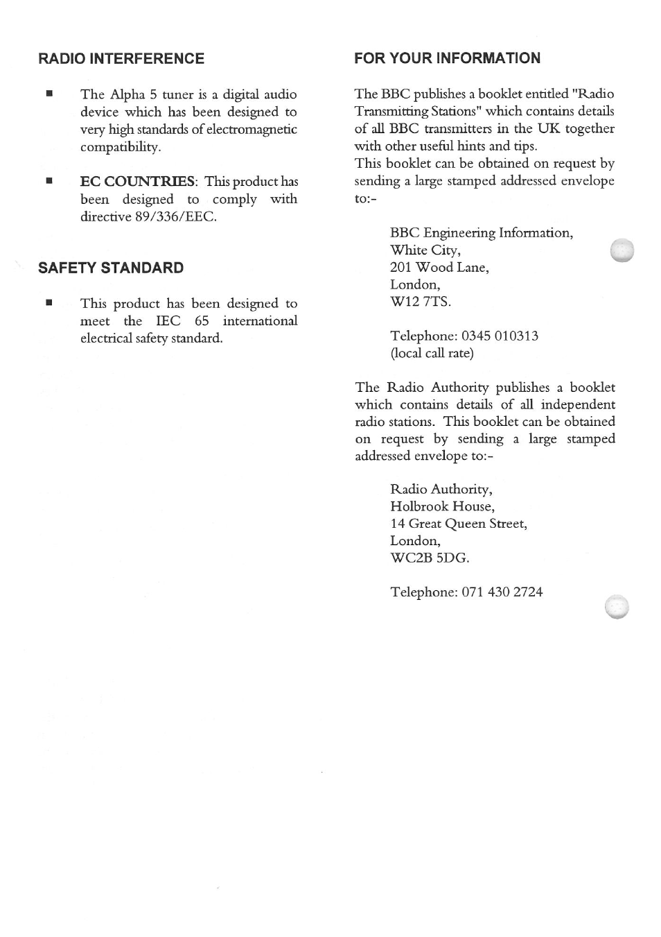 Arcam Alpha 5 User Manual | Page 6 / 6