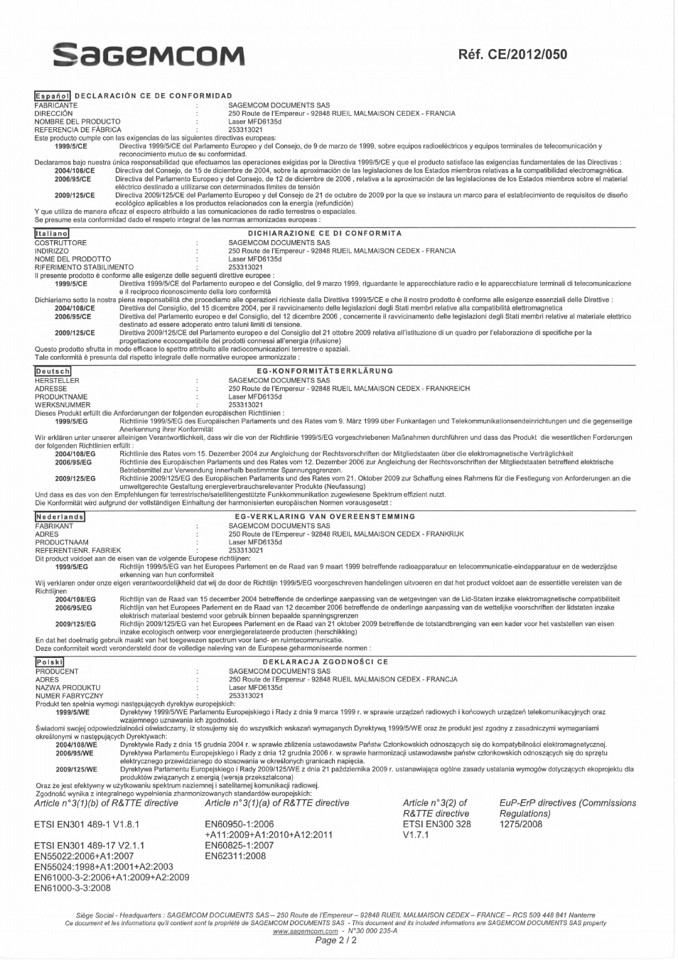 Бэсемсом | Philips Laserfax avec imprimante et téléphone User Manual | Page 2 / 2