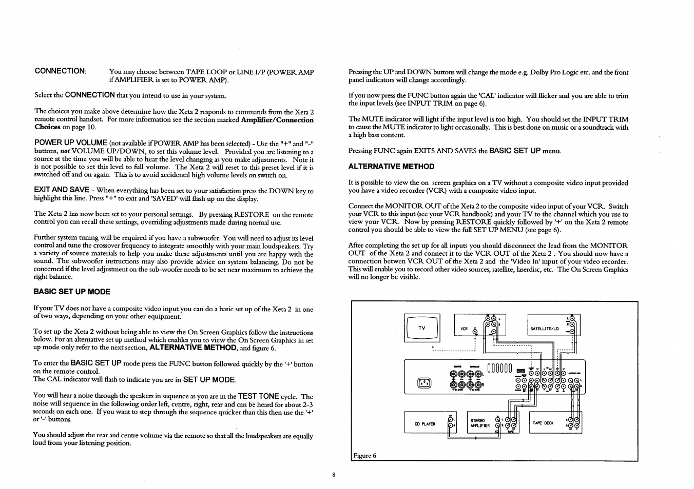 Basic set up mode, Alternative method | Arcam A/V Processor XETA 2 User Manual | Page 10 / 17