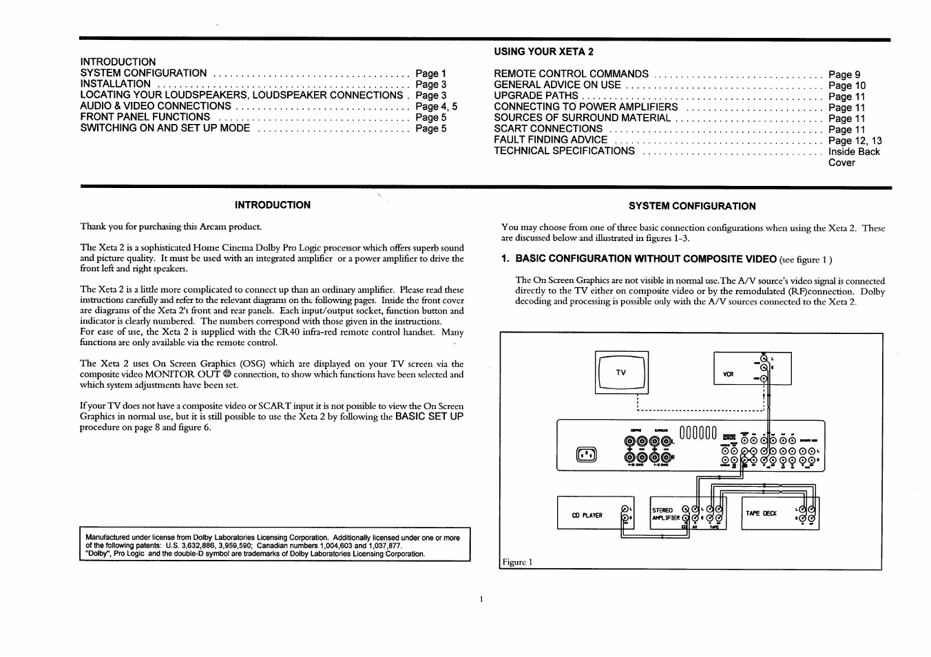 Using your xeta 2, System configuration | Arcam A/V Processor XETA 2 User Manual | Page 3 / 17