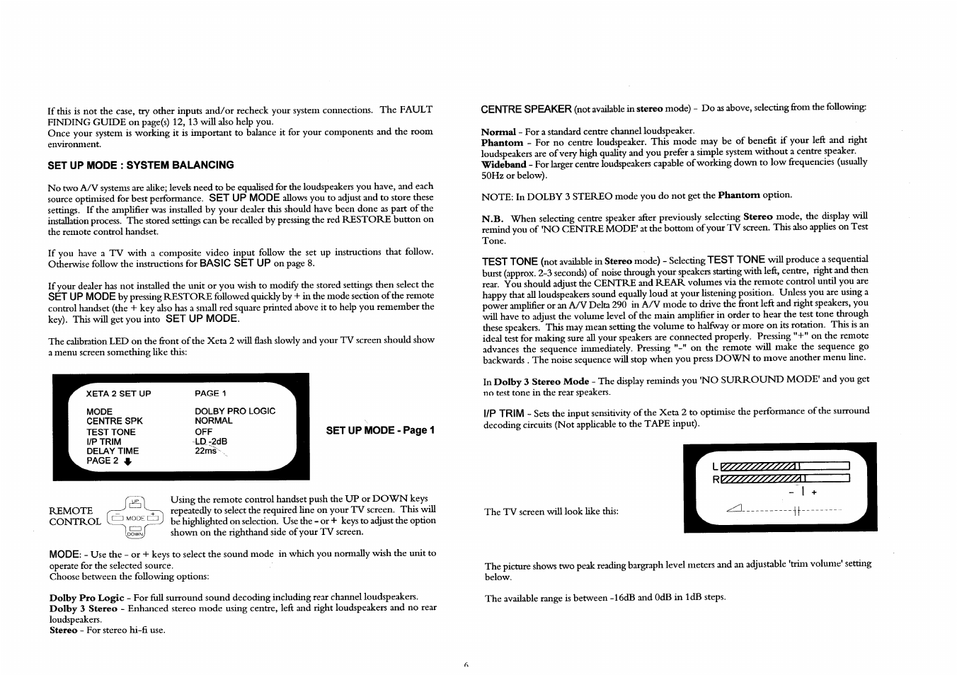 Set up mode : system balancing | Arcam A/V Processor XETA 2 User Manual | Page 8 / 17