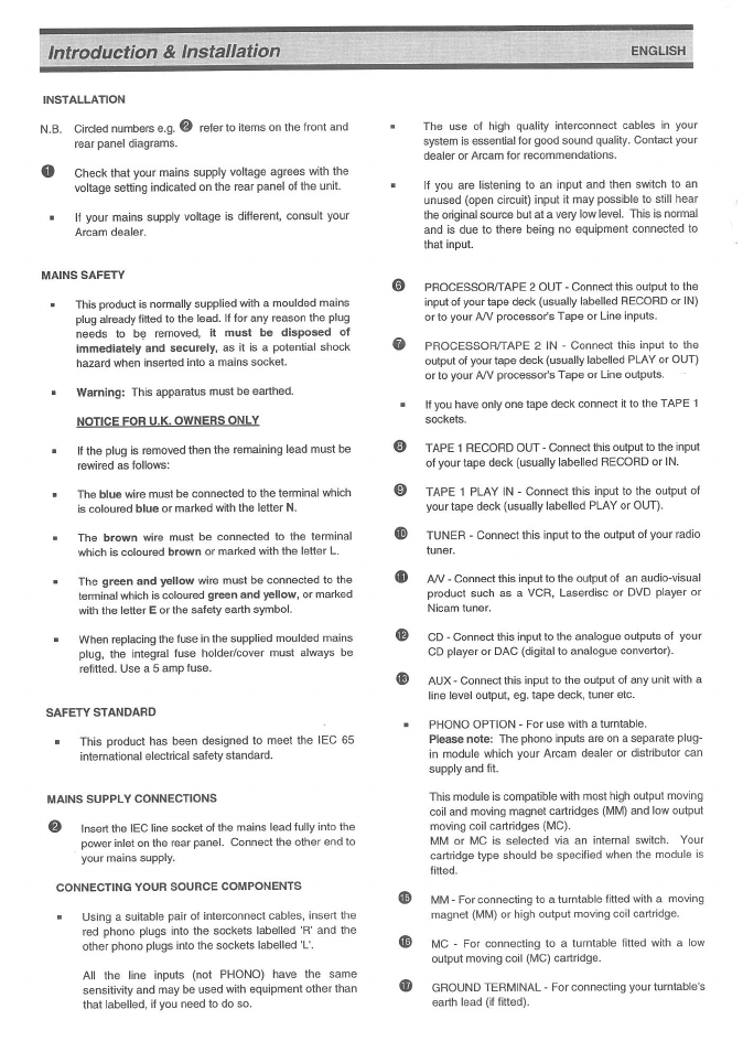 Introduction & installation | Arcam Alpha 9C User Manual | Page 4 / 8