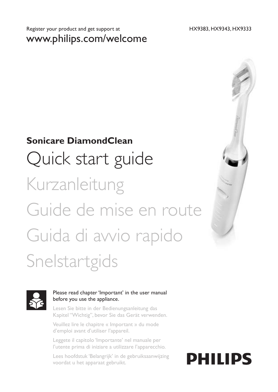 Philips Sonicare DiamondClean Brosse à dents sonique rechargeable User Manual | 6 pages