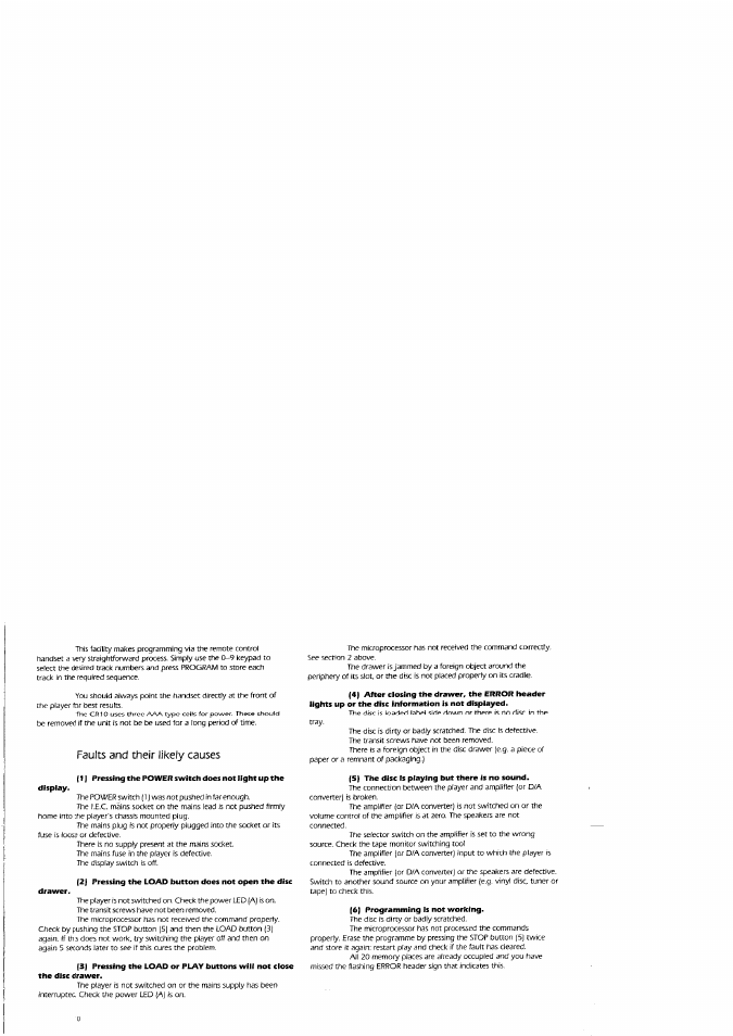 Faults and their likely causes | Arcam Delta 70.2 User Manual | Page 10 / 12