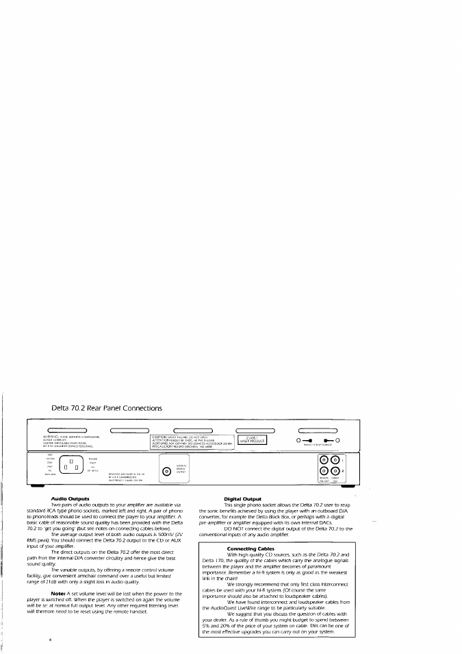 Delta 70.2 rear panel connections | Arcam Delta 70.2 User Manual | Page 4 / 12